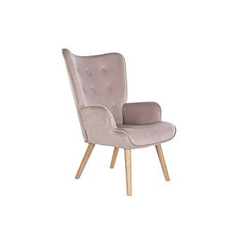 Fåtölj DKD Home Decor Rosa Polyester Trä 67 x 69 x 96 cm 75 x 69 x 96 cm