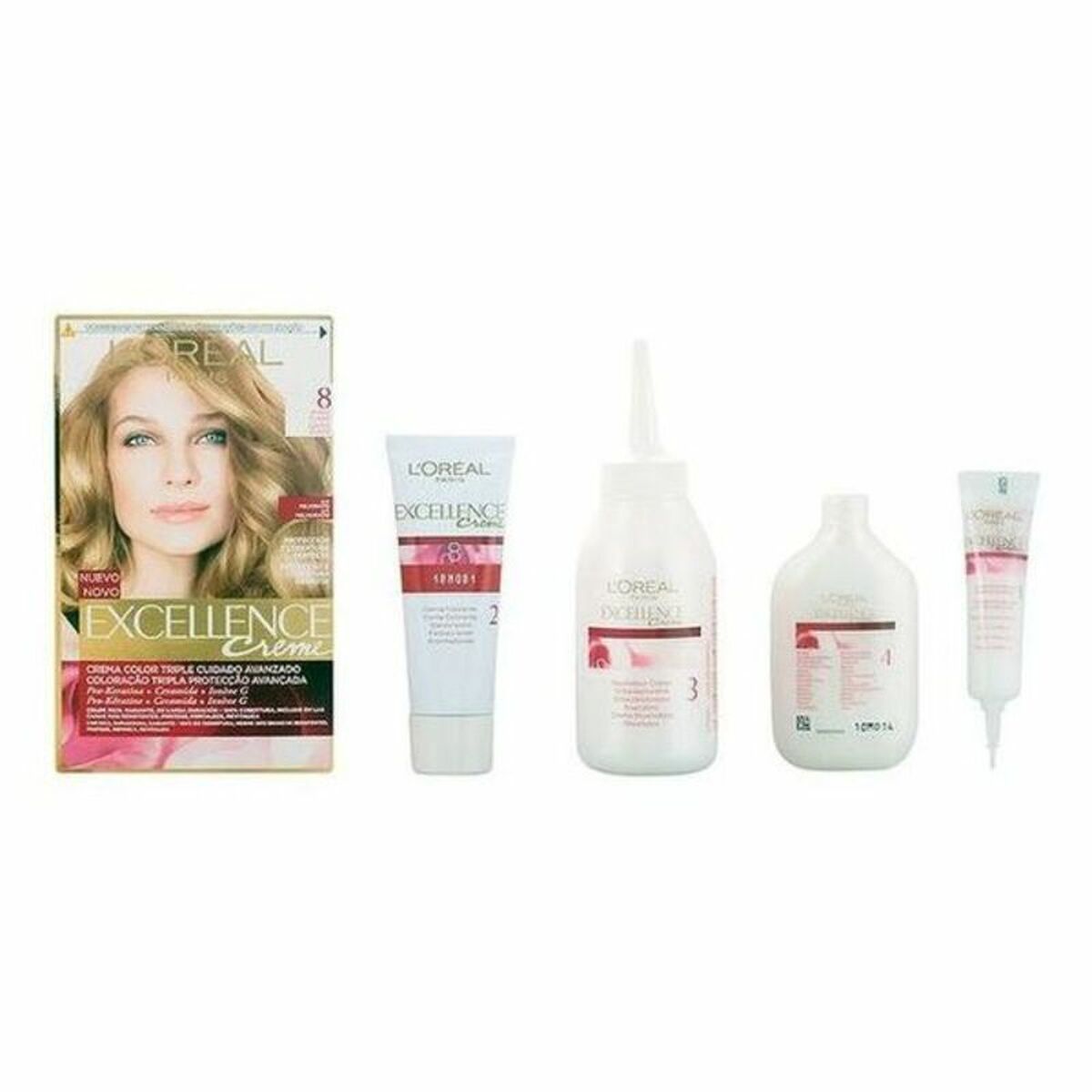 Permanent färg L'Oreal Make Up Excellence Nº 8 Rubio Claro Nº 8-Rubio Claro 192 ml