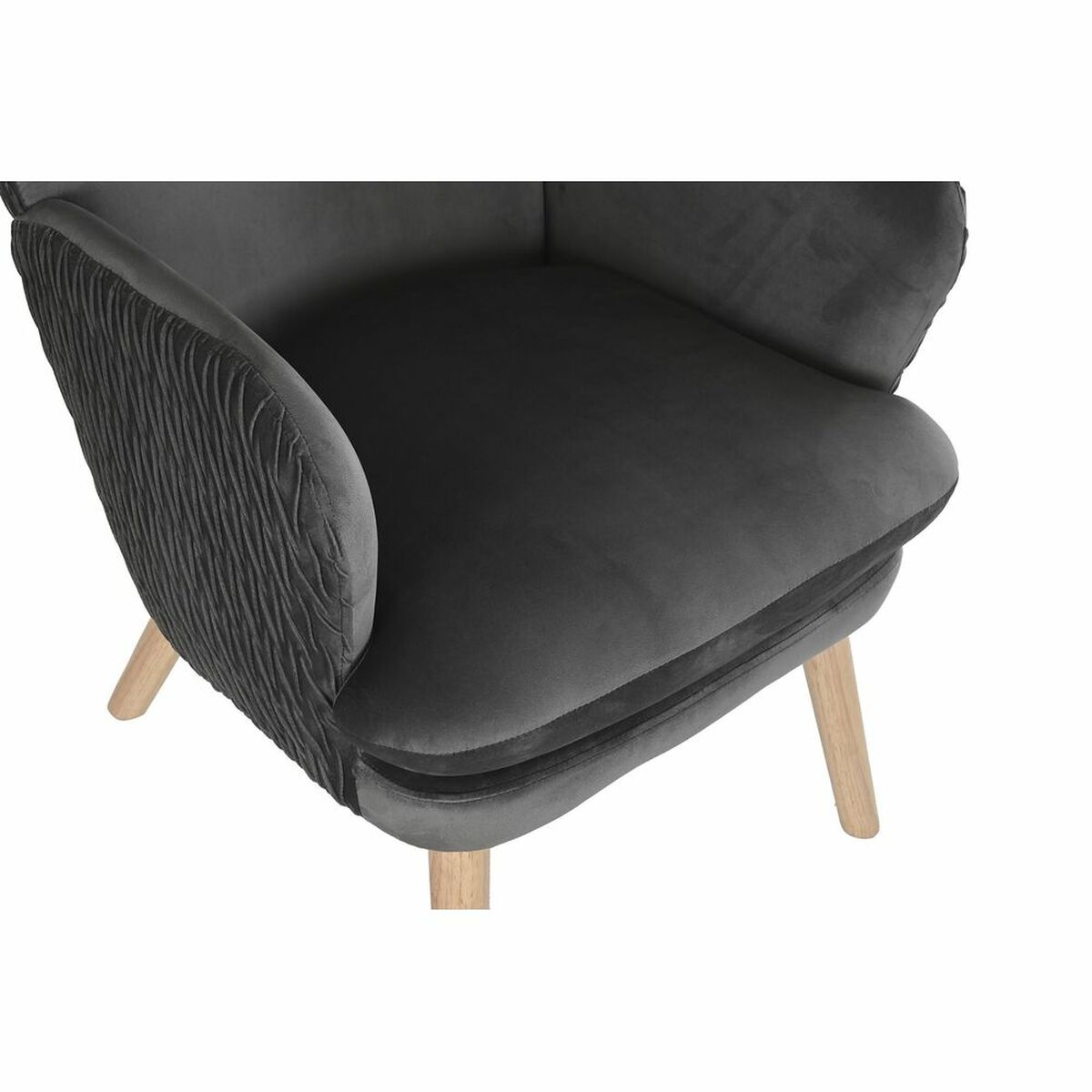 Fåtölj DKD Home Decor Naturell Mörkgrå Polyester Trä 66 x 67 x 92 cm - 4