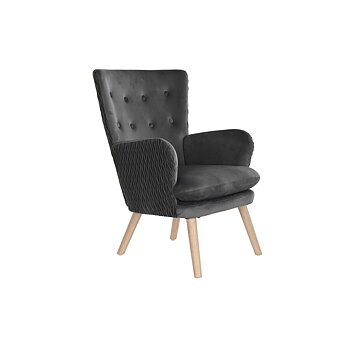 Fåtölj DKD Home Decor Naturell Mörkgrå Polyester Trä 66 x 67 x 92 cm
