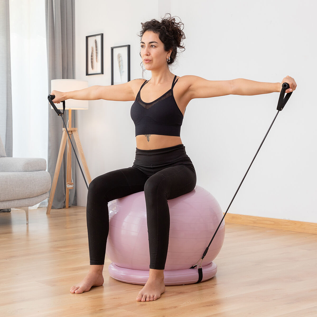 Yogaboll med stabilitetsring och motståndsband Ashtanball InnovaGoods - 29