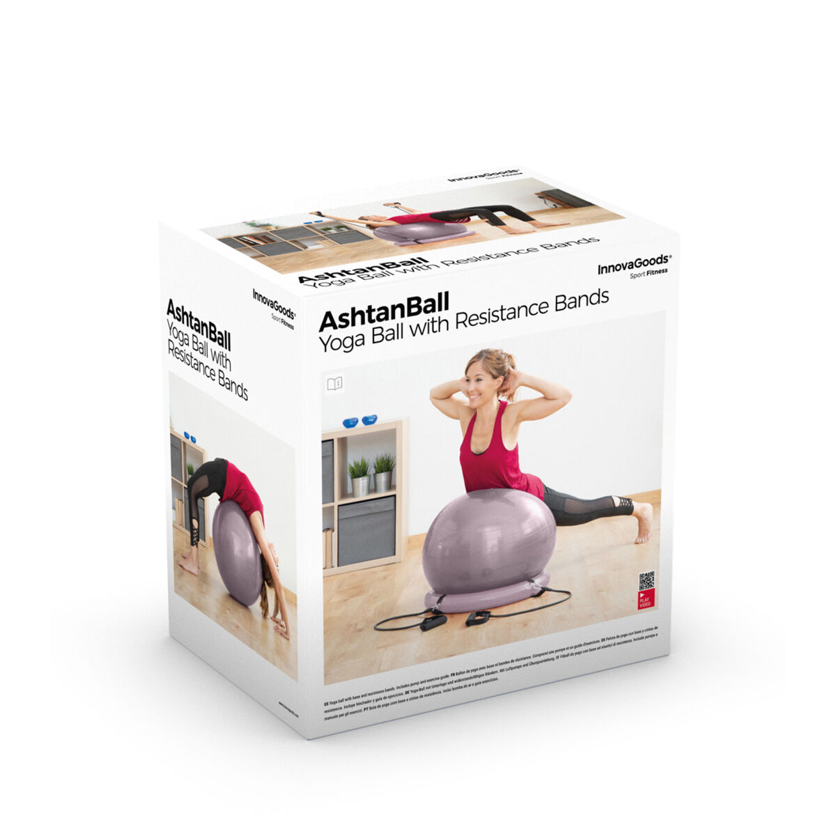 Yogaboll med stabilitetsring och motståndsband Ashtanball InnovaGoods - 21