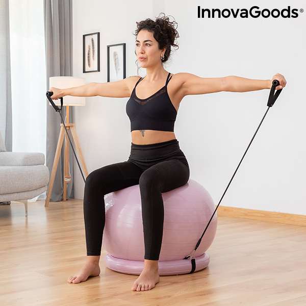 Yogaboll med stabilitetsring och motståndsband Ashtanball InnovaGoods - 3
