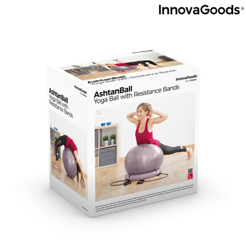 Yogaboll med stabilitetsring och motståndsband Ashtanball InnovaGoods - 10