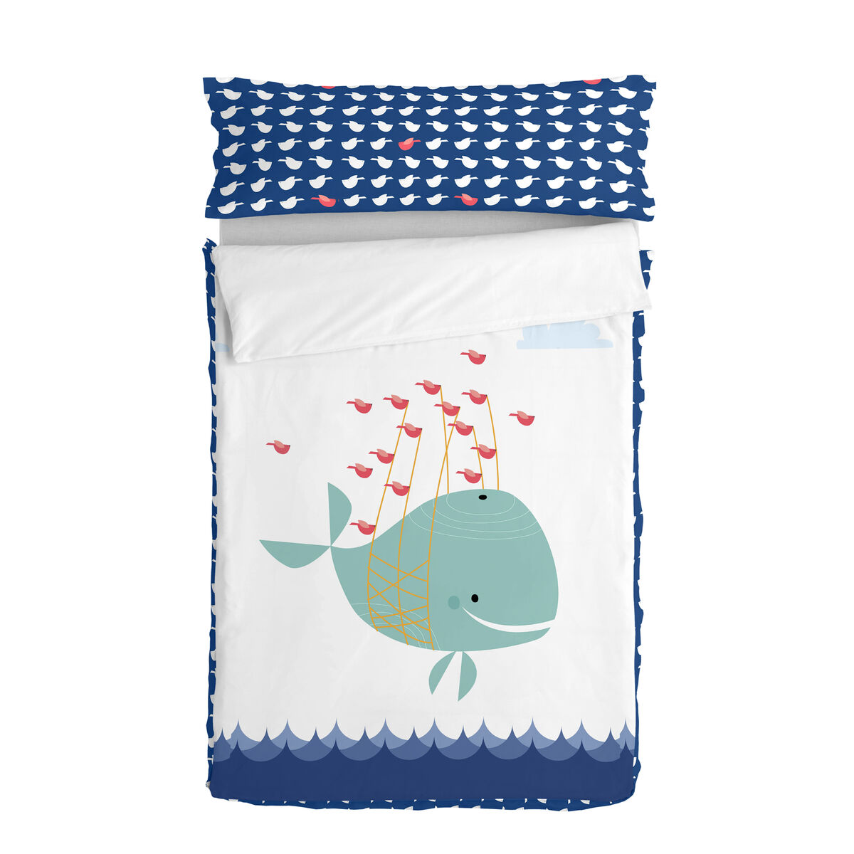 Vadderat täcke HappyFriday Moshi Moshi Whale Multicolour 105 x 200 cm