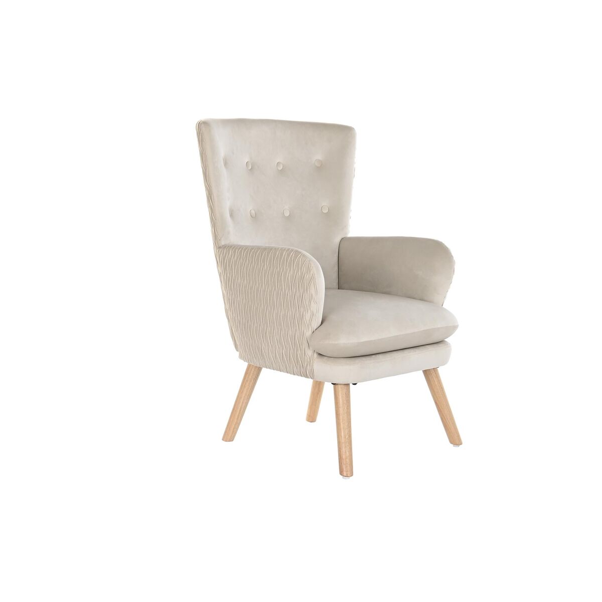 Fåtölj DKD Home Decor Beige Naturell Polyester Trä 67 x 70 x 95 cm - 4