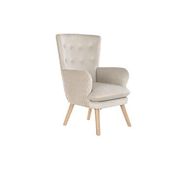 Fåtölj DKD Home Decor Beige Naturell Polyester Trä 67 x 70 x 95 cm