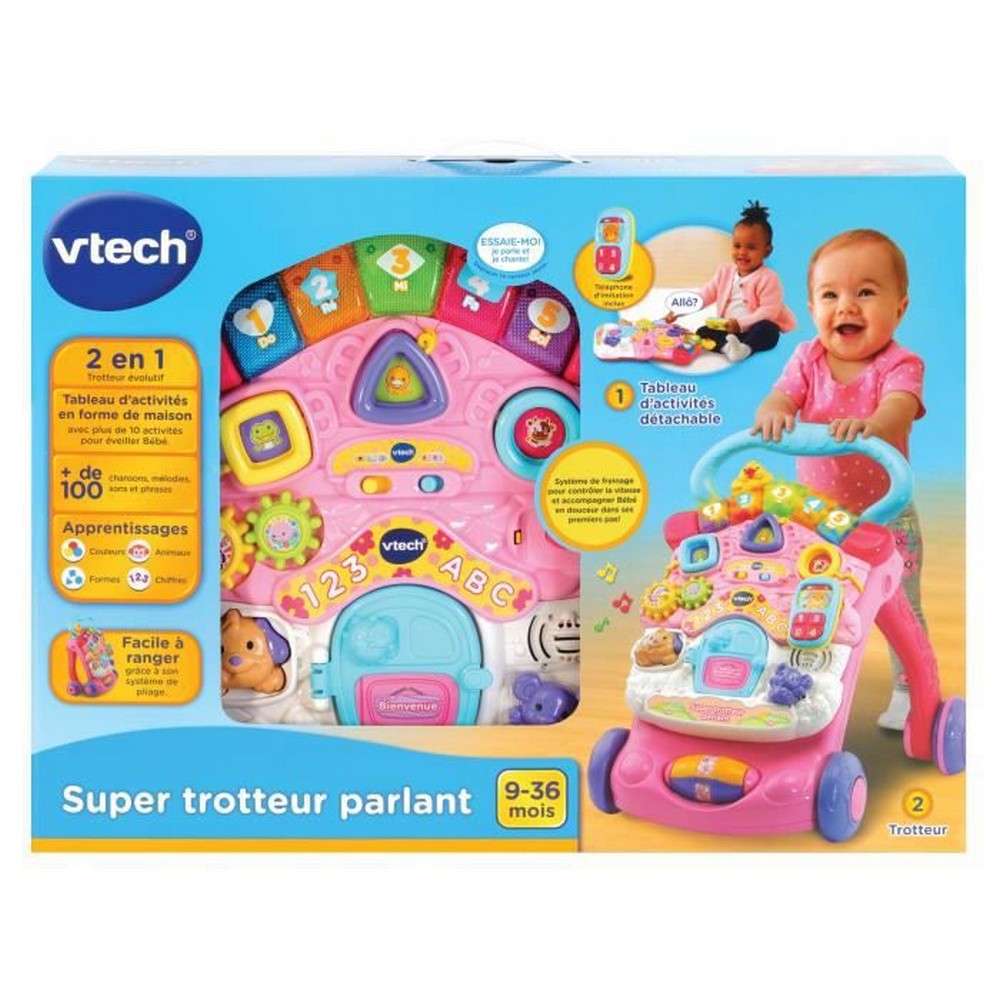 Trehjuling Vtech Super Trotteur Parlant 2 En 1 Rose Rosa - 2