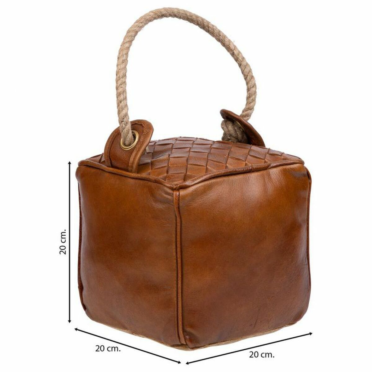 Dörrstopp Alexandra House Living Bomull Läder 20 x 20 x 20 cm Brun - 3