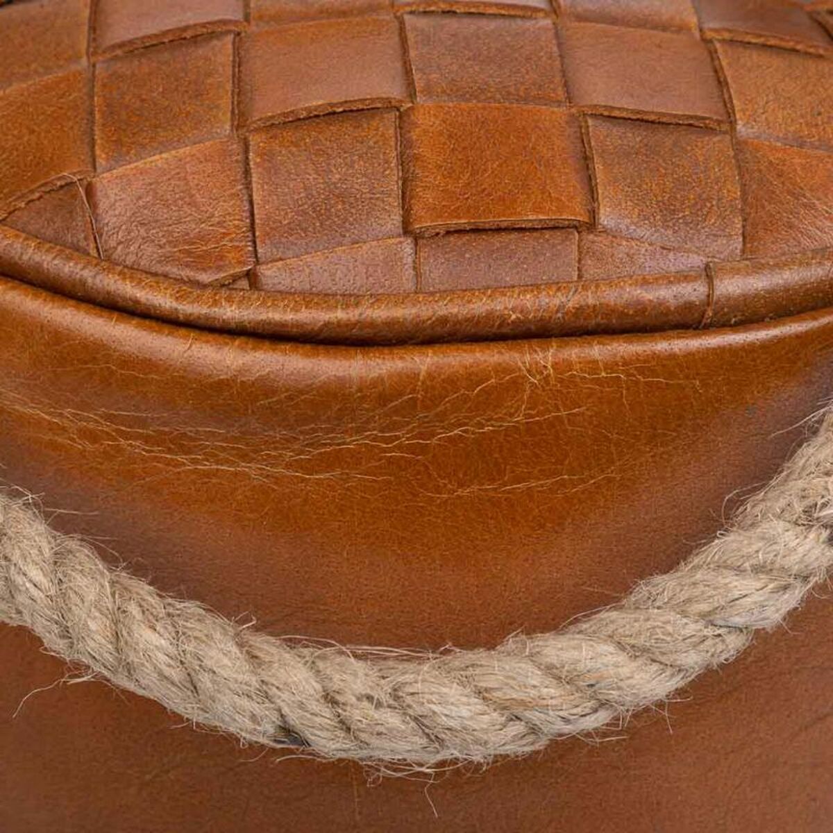 Dörrstopp Alexandra House Living Bomull Läder 20 x 20 x 20 cm Brun - 5