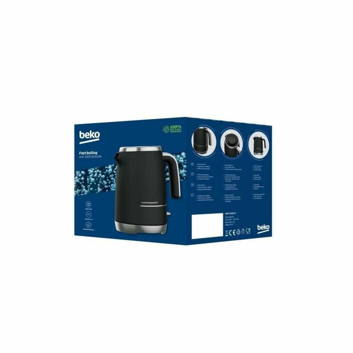 Vattenkokare BEKO WKM8306B Svart Svart matt Plast 3000 W 1,7 L (1 antal) - 2