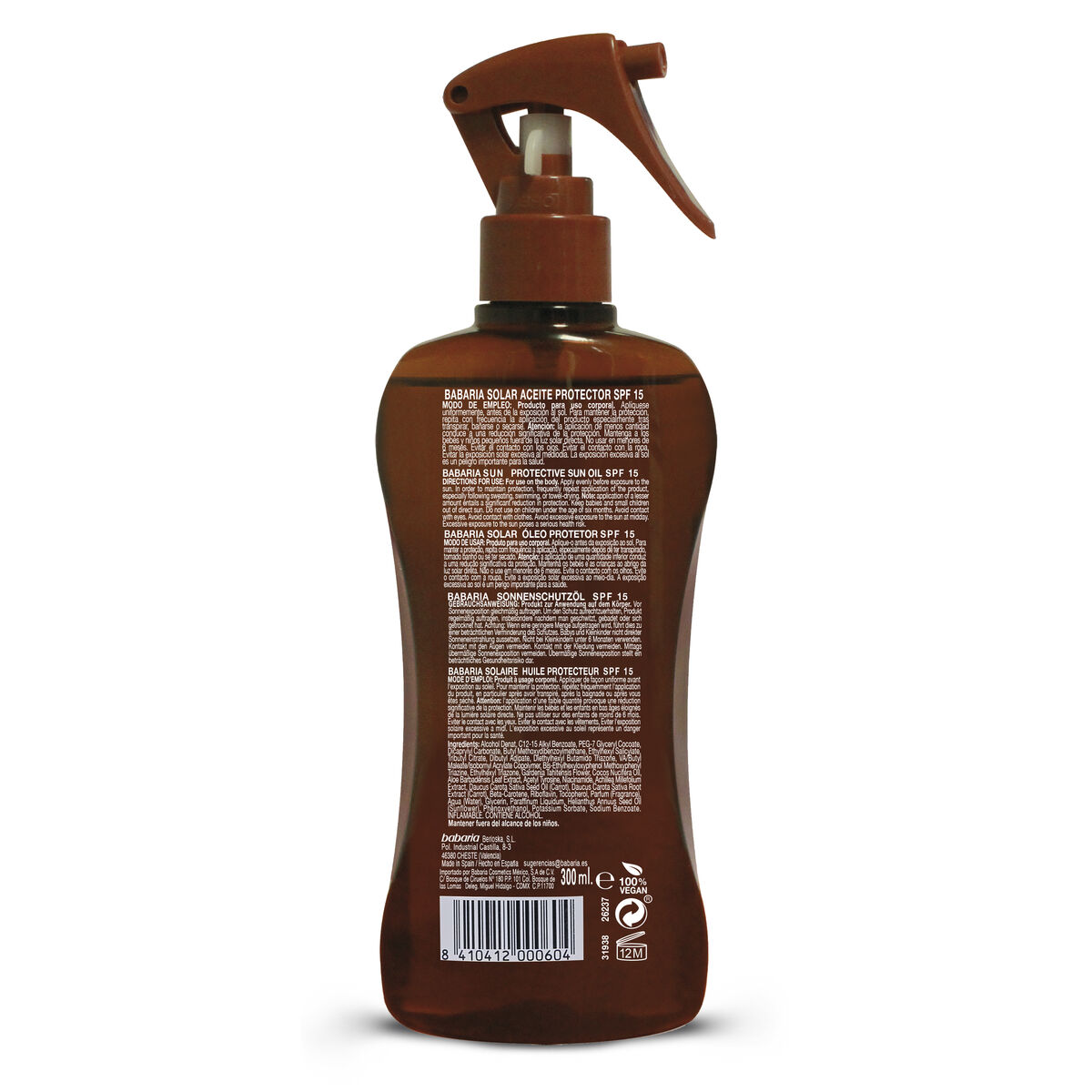 Skyddande olja Monoi Tahiti Babaria Spf 15 300 ml - 3
