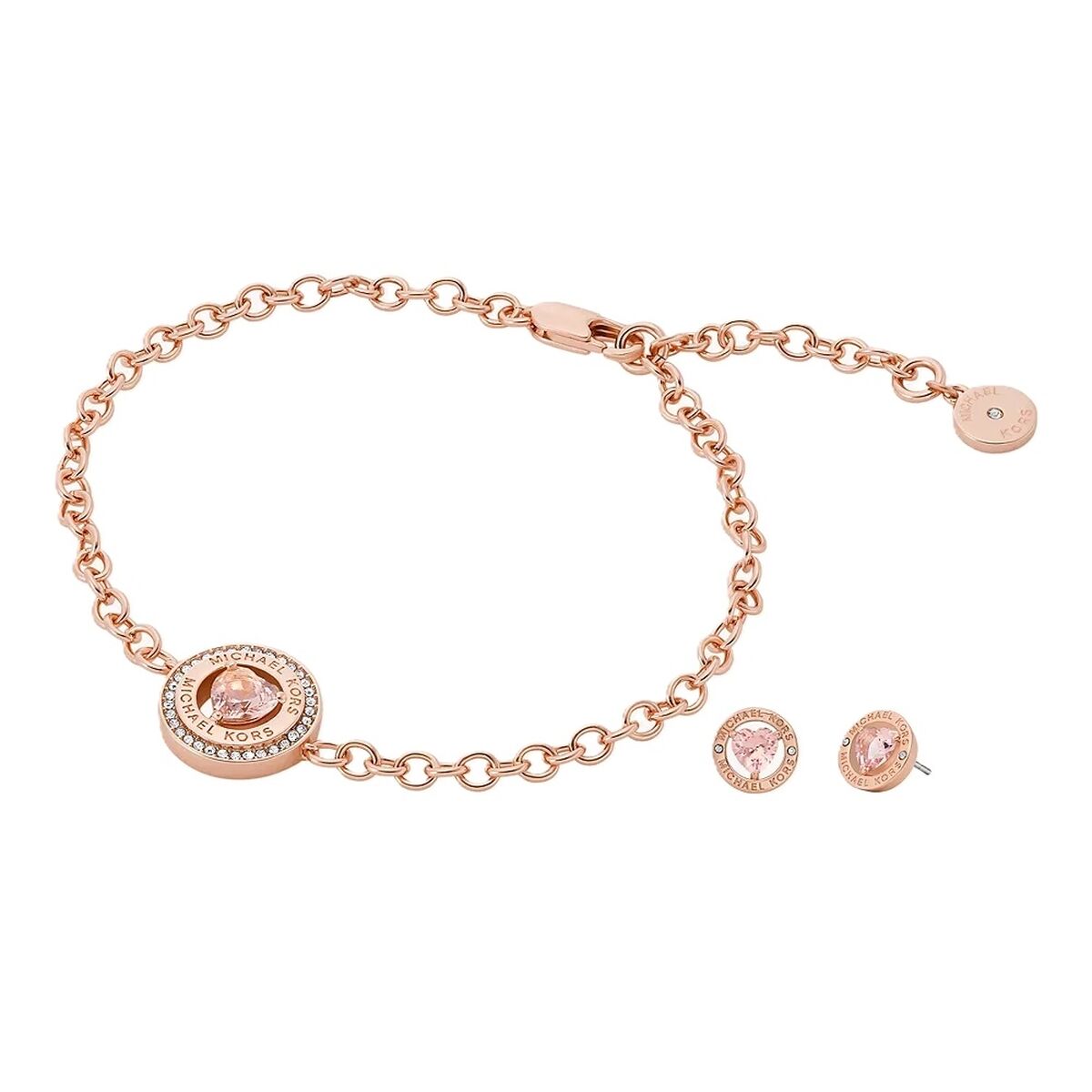 Set med armband och örhängen Michael Kors FASHION SPECIAL PACK BRACELET + EARRINGS Roséguld