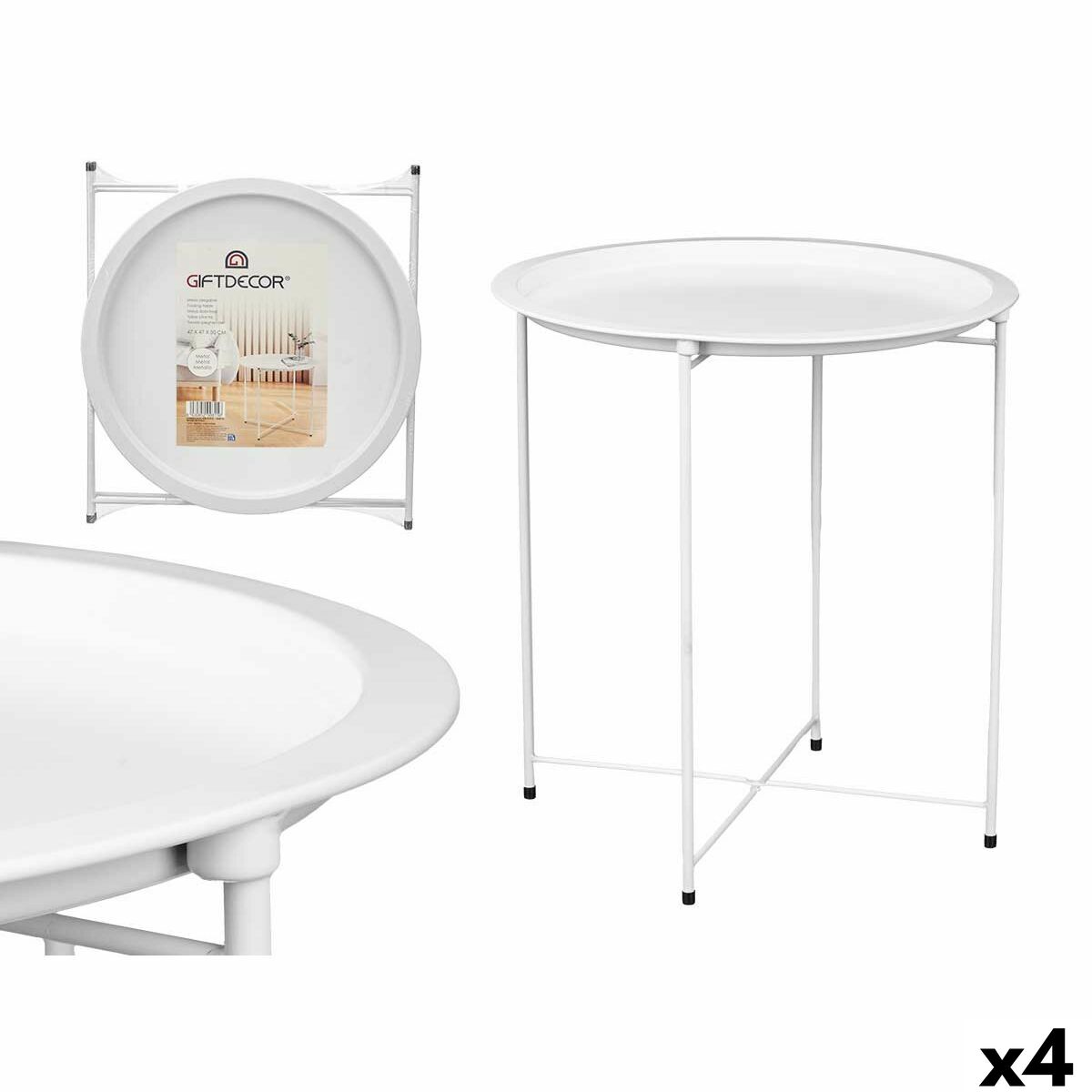 Hopfällbara sidobord Gift Decor Vit 46,8 x 50,2 x 46,8 cm (4 antal)