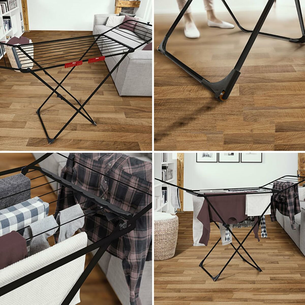 Klädhängare hopfällbar Vileda Universal Black 174100 180 x 55 x 93 cm - 6