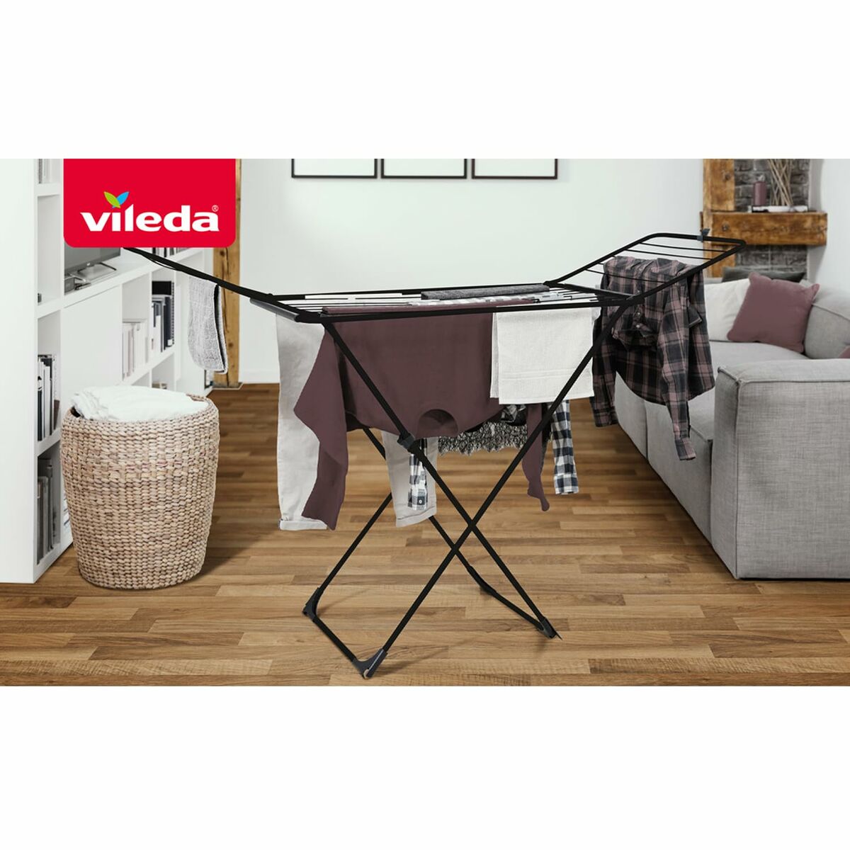 Klädhängare hopfällbar Vileda Universal Black 174100 180 x 55 x 93 cm - 9