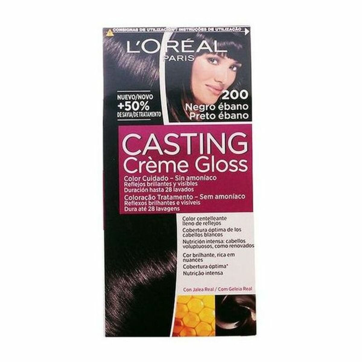 Färg utan ammoniak L'Oreal Make Up Casting Creme Gloss Ebonysvart 180 ml
