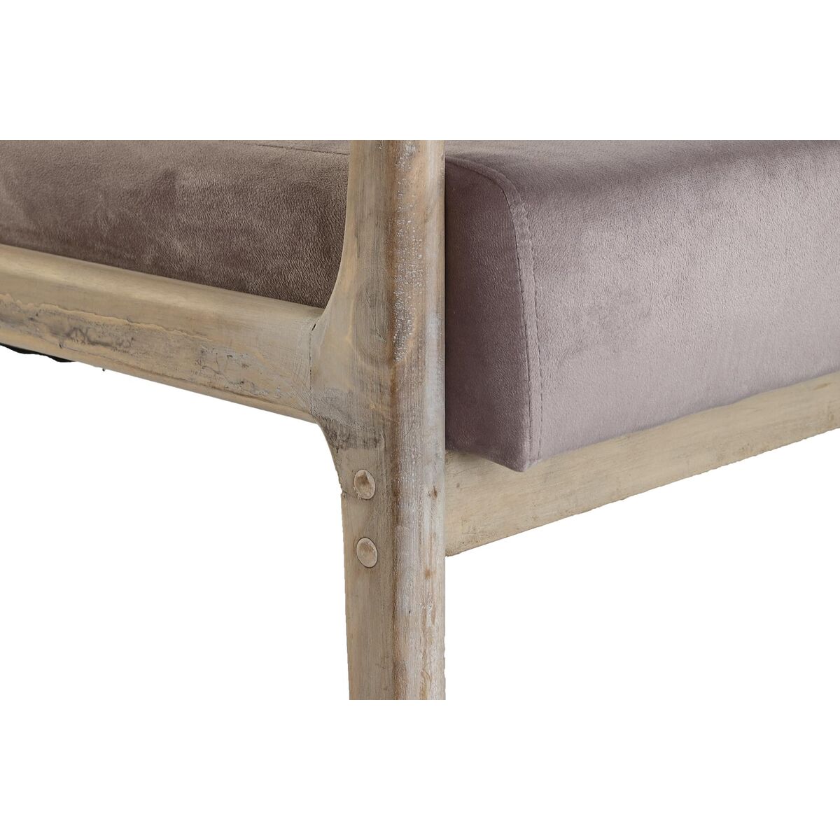 2-mans soffa DKD Home Decor Rosa linne Gummiträ Traditionell (122 x 85 x 74 cm) - 6