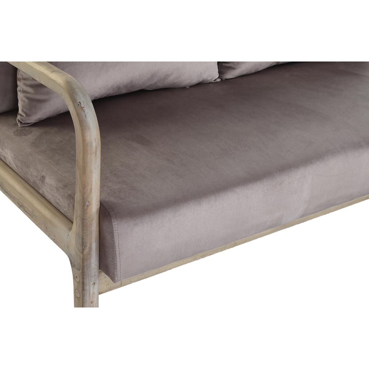 2-mans soffa DKD Home Decor Rosa linne Gummiträ Traditionell (122 x 85 x 74 cm) - 3