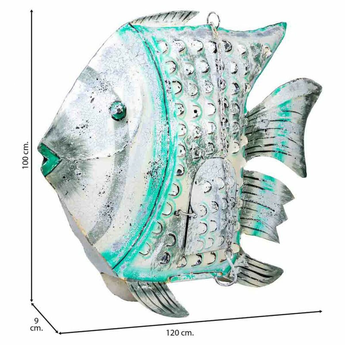 Prydnadsfigur Alexandra House Living Vit Grön Mangoträ Fisk 15 x 65 x 80 cm - 4