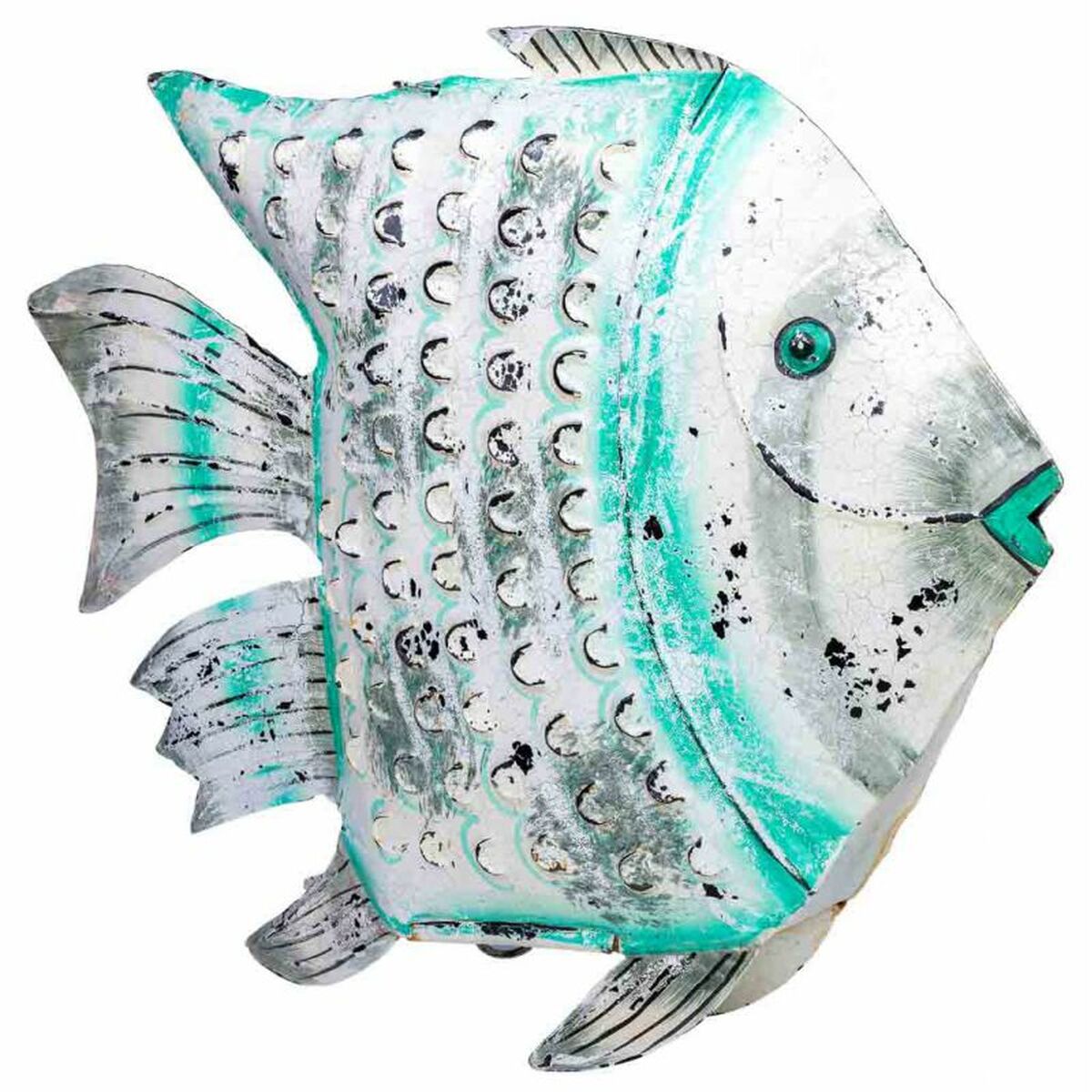 Prydnadsfigur Alexandra House Living Vit Grön Mangoträ Fisk 15 x 65 x 80 cm - 6