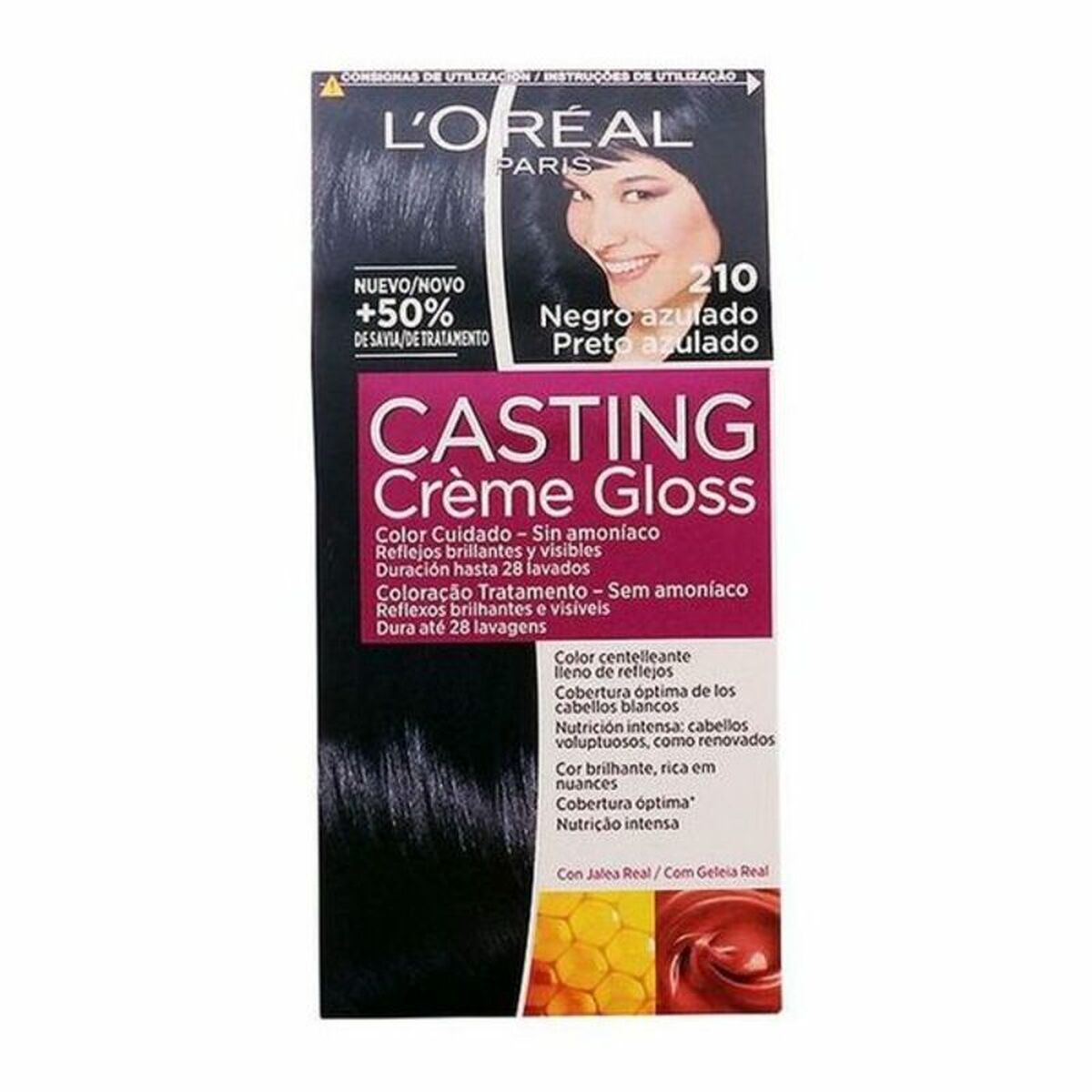 Färg utan ammoniak L'Oreal Make Up Casting Creme Gloss Blåsvart 180 ml