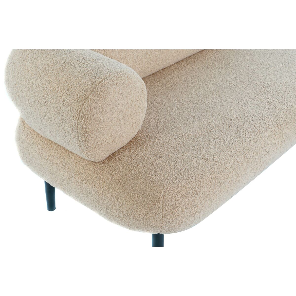 Soffa DKD Home Decor Svart Beige Metall Scandi 127,5 x 73,5 x 64 cm - 2