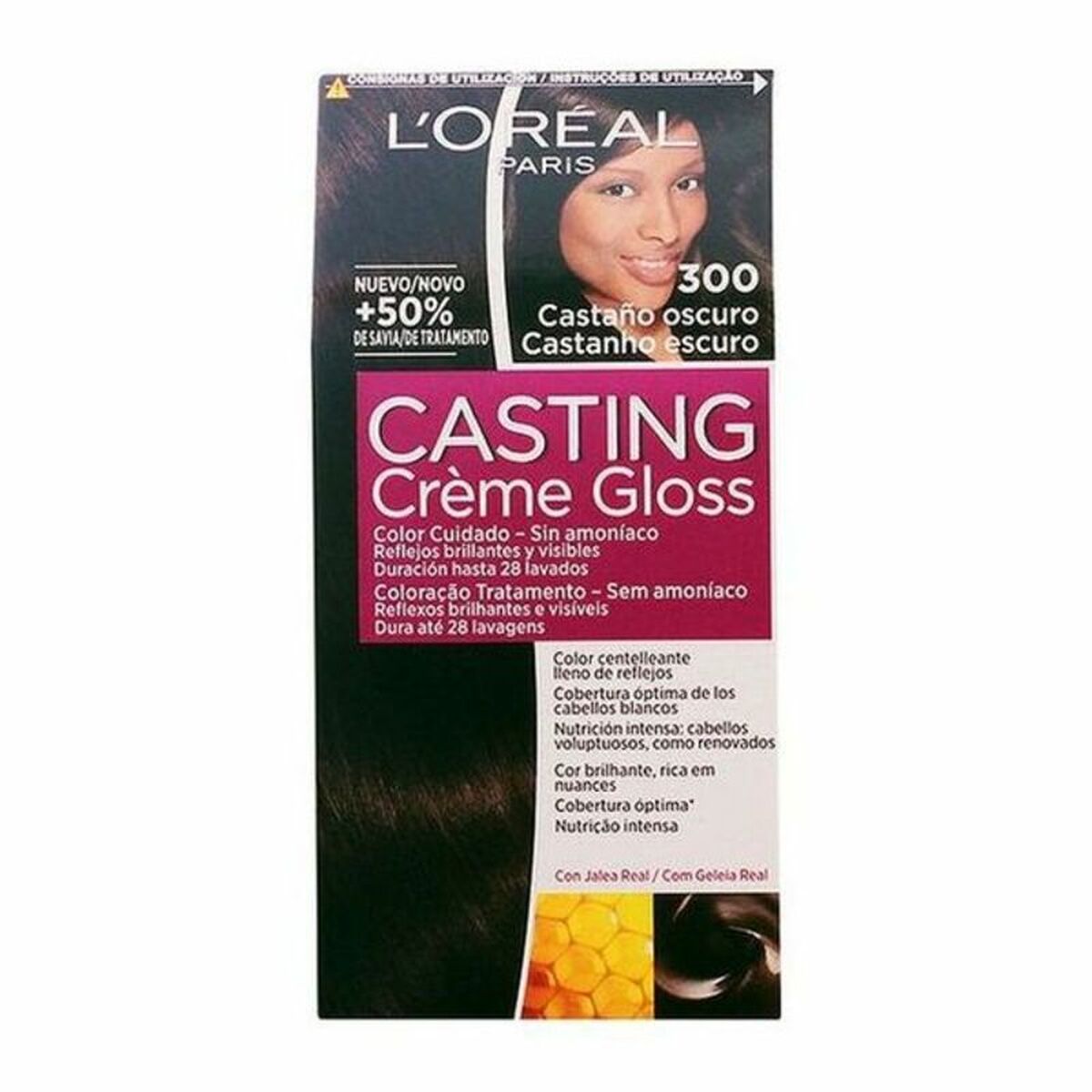 Färg utan ammoniak L'Oreal Make Up Casting Creme Gloss Nº 300-Castano Oscuro 180 ml