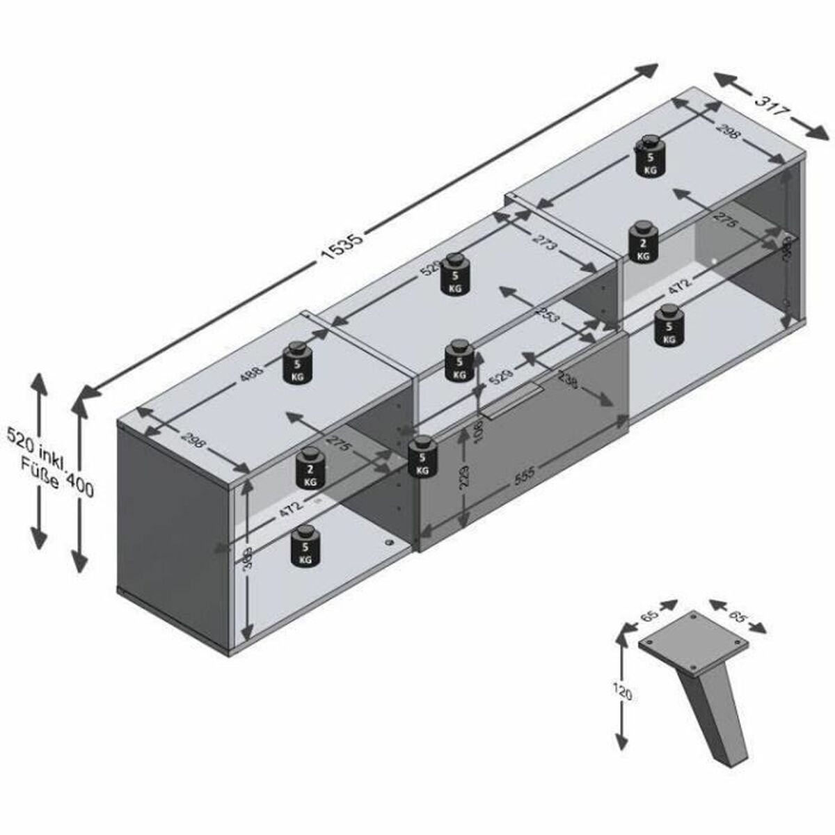 TV-möbler Svart - 5