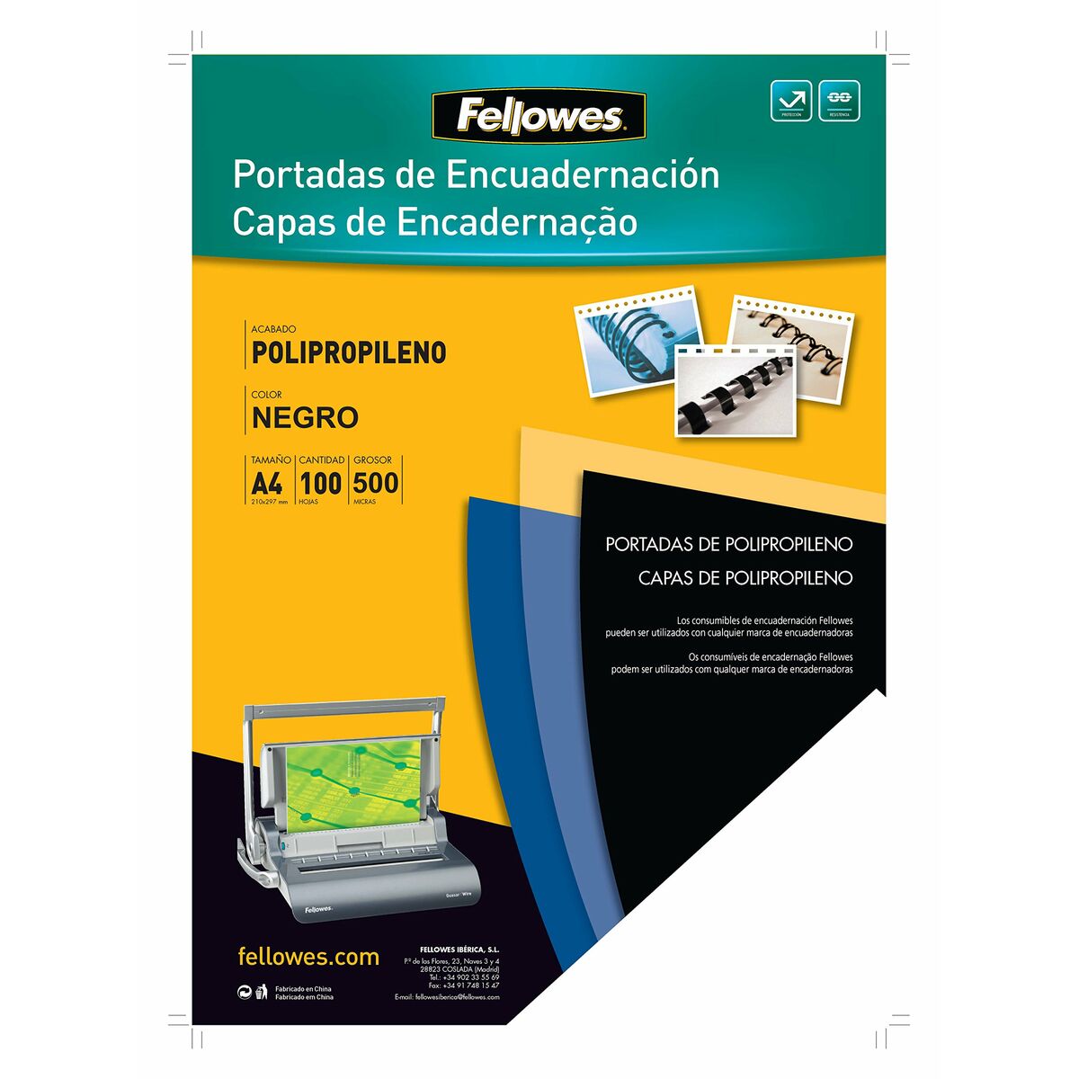 Tak Fellowes 54772 100 antal Bindande Svart A4 polypropen - 2