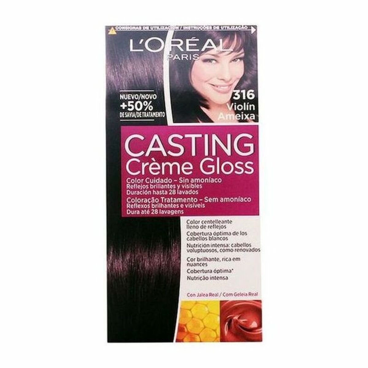 Färg utan ammoniak L'Oreal Make Up Casting Creme Gloss Intensiv viol Nº 316-Violin 180 ml