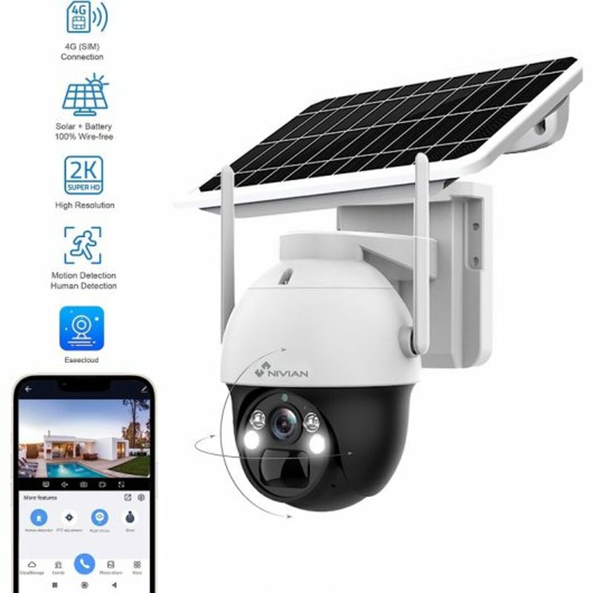 Övervakningsvideokamera Nivian 360º 4G(SIM) - 9