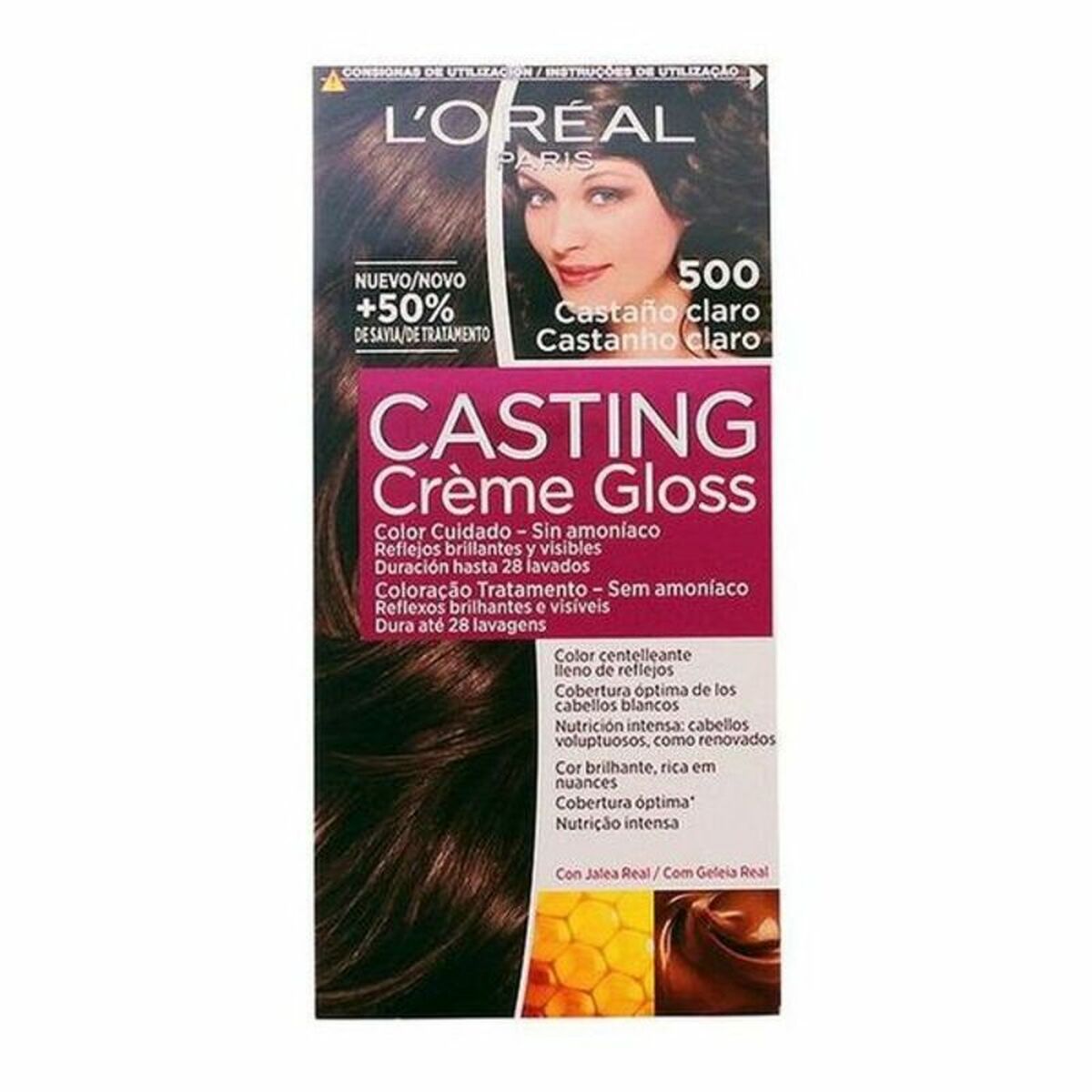 Färg utan ammoniak L'Oreal Make Up Casting Creme Gloss Nº 500-Castano Claro 180 ml