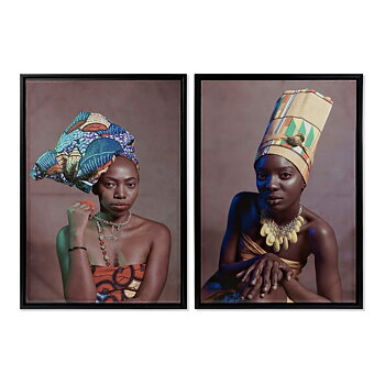 Tavla DKD Home Decor African Art 65 x 3,5 x 90 cm Kolonial Afrikanska Lackad (2 antal)