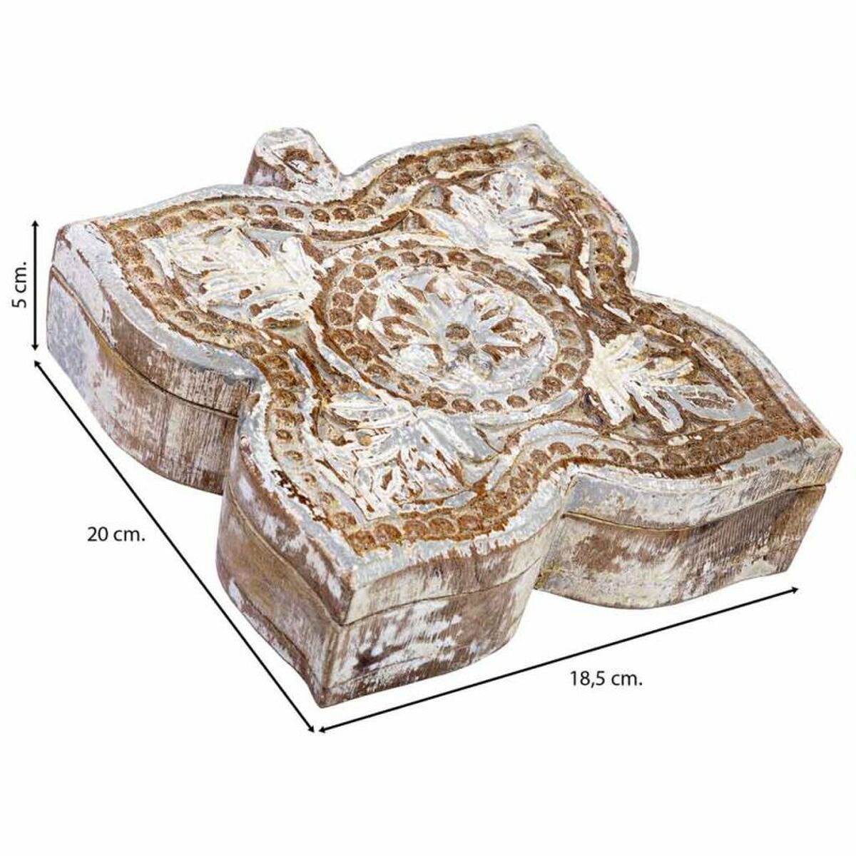 Smyckeskrin Alexandra House Living Vit Grå Mangoträ 5 x 17 x 17 cm - 4