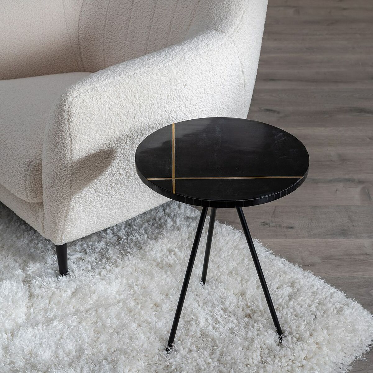 Sidobord Svart Gyllene 38 x 38 x 43 cm - 8