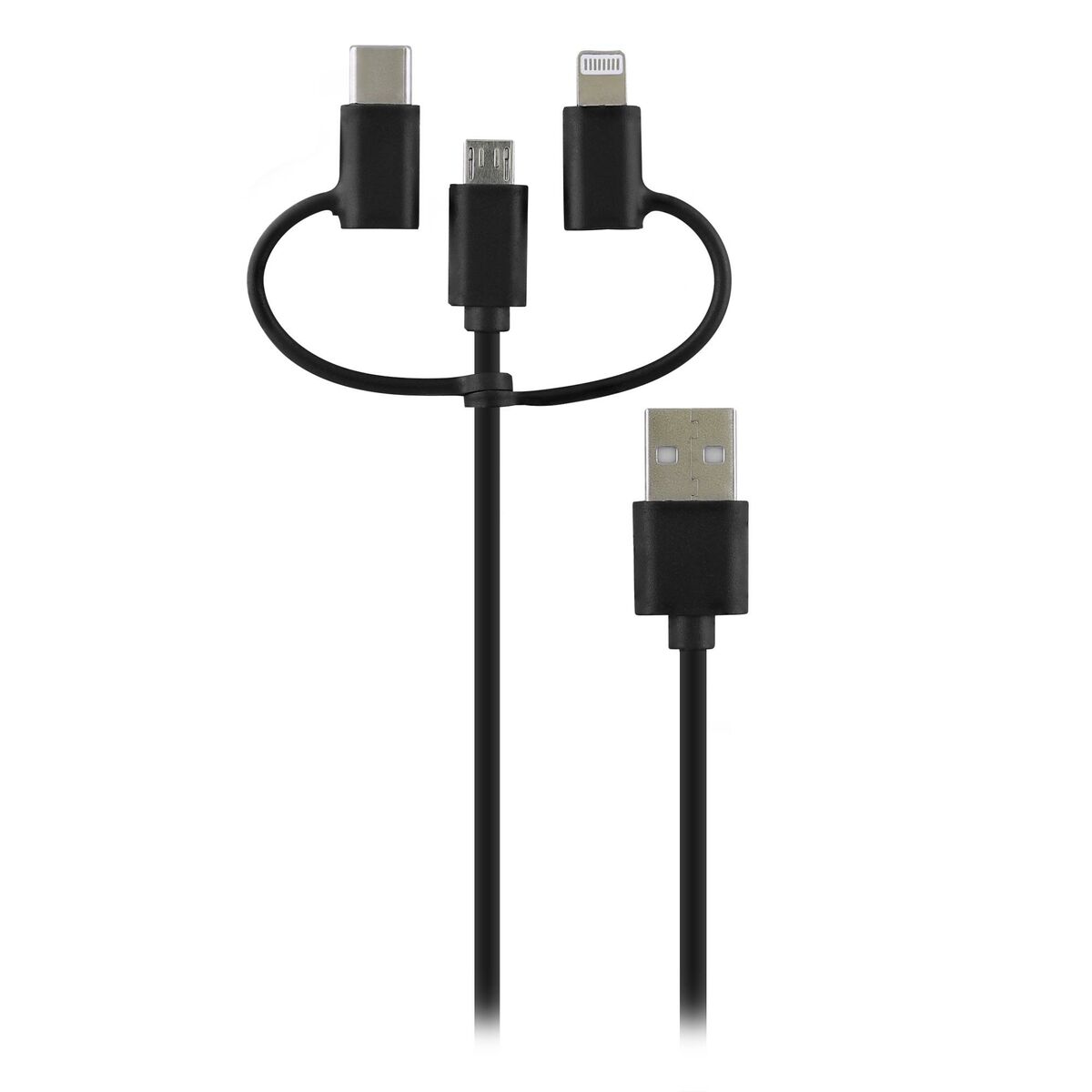 USB-kabel till mikro-USB, USB-C och Lightning T'NB Way Svart 1 m