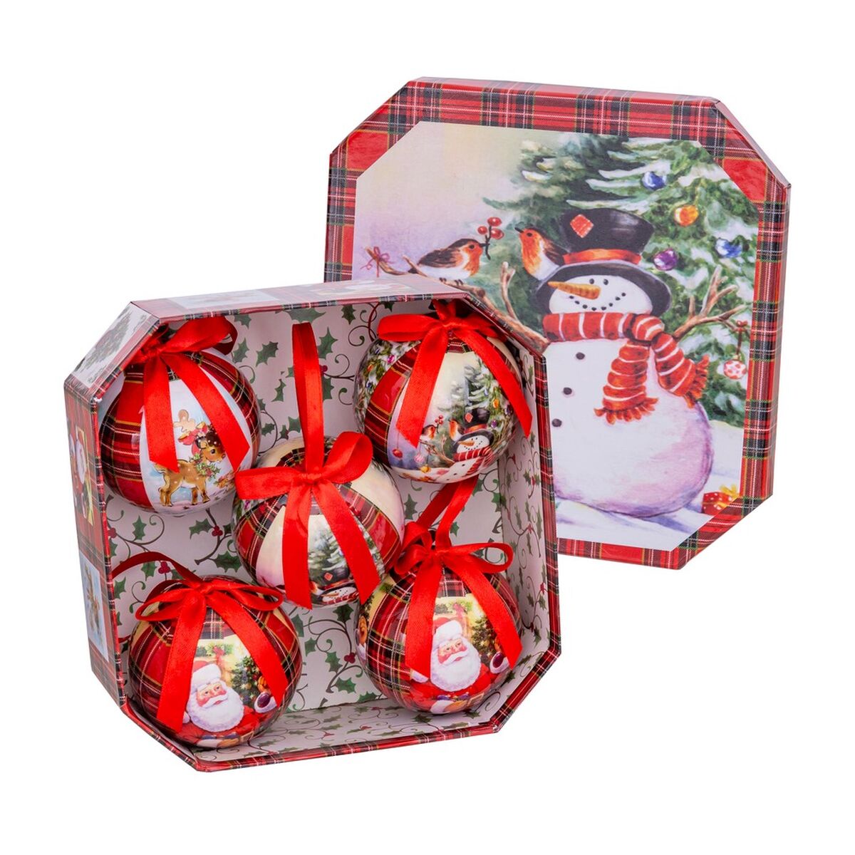 Julgranskulor Röd Multicolour Papper Polyfoam Snögubbe 7,5 x 7,5 x 7,5 cm (5 antal) - 3