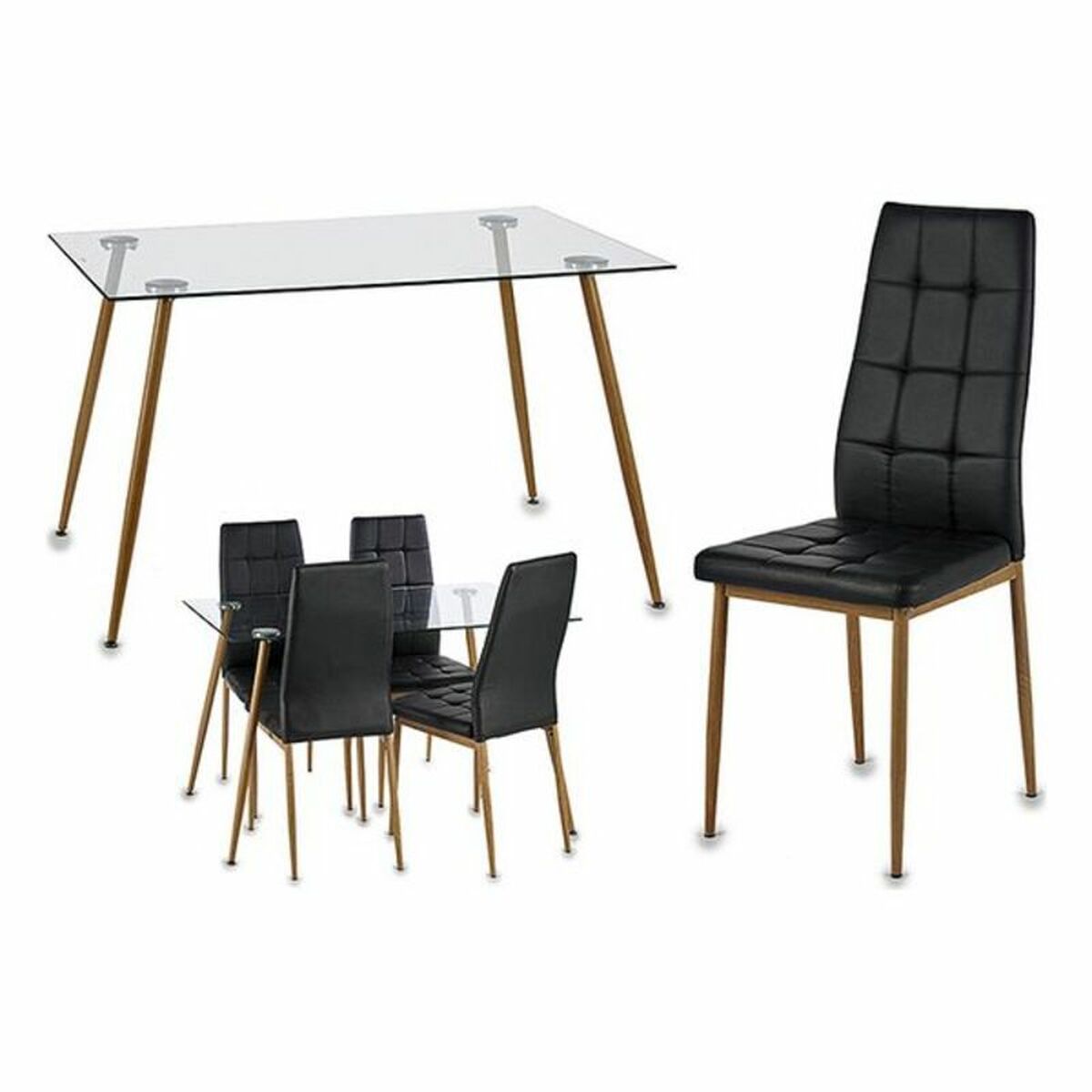 Bordsgrupp med 4 stolar Gift Decor Brun Svart Transparent