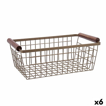 Multifunktionell korg Bidasoa Tiara Stål Koppar 32 x 26 x 8 cm (6 antal)