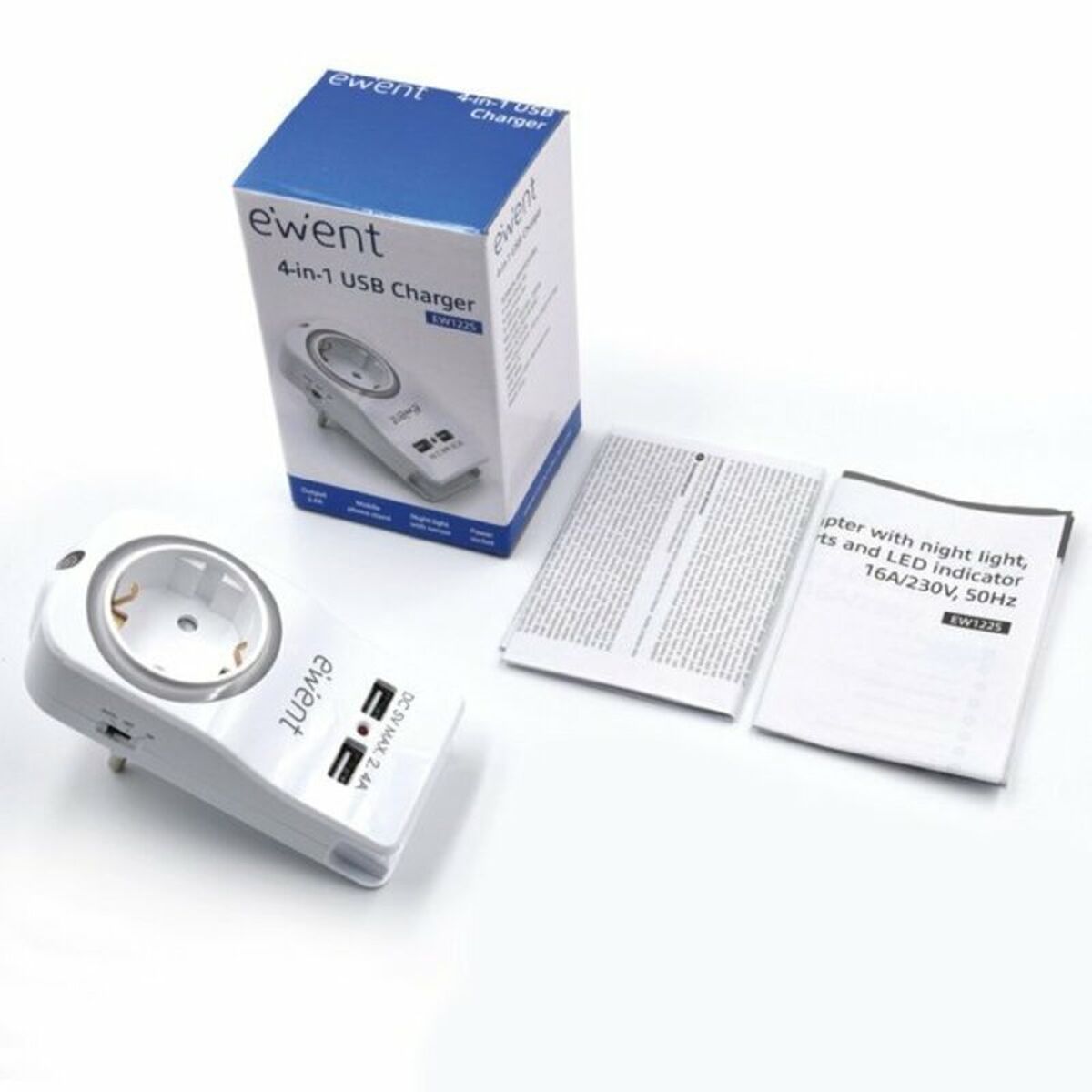 Väggkontakt med 2 USB-portar Ewent EW1225 16A 3680 W - 3