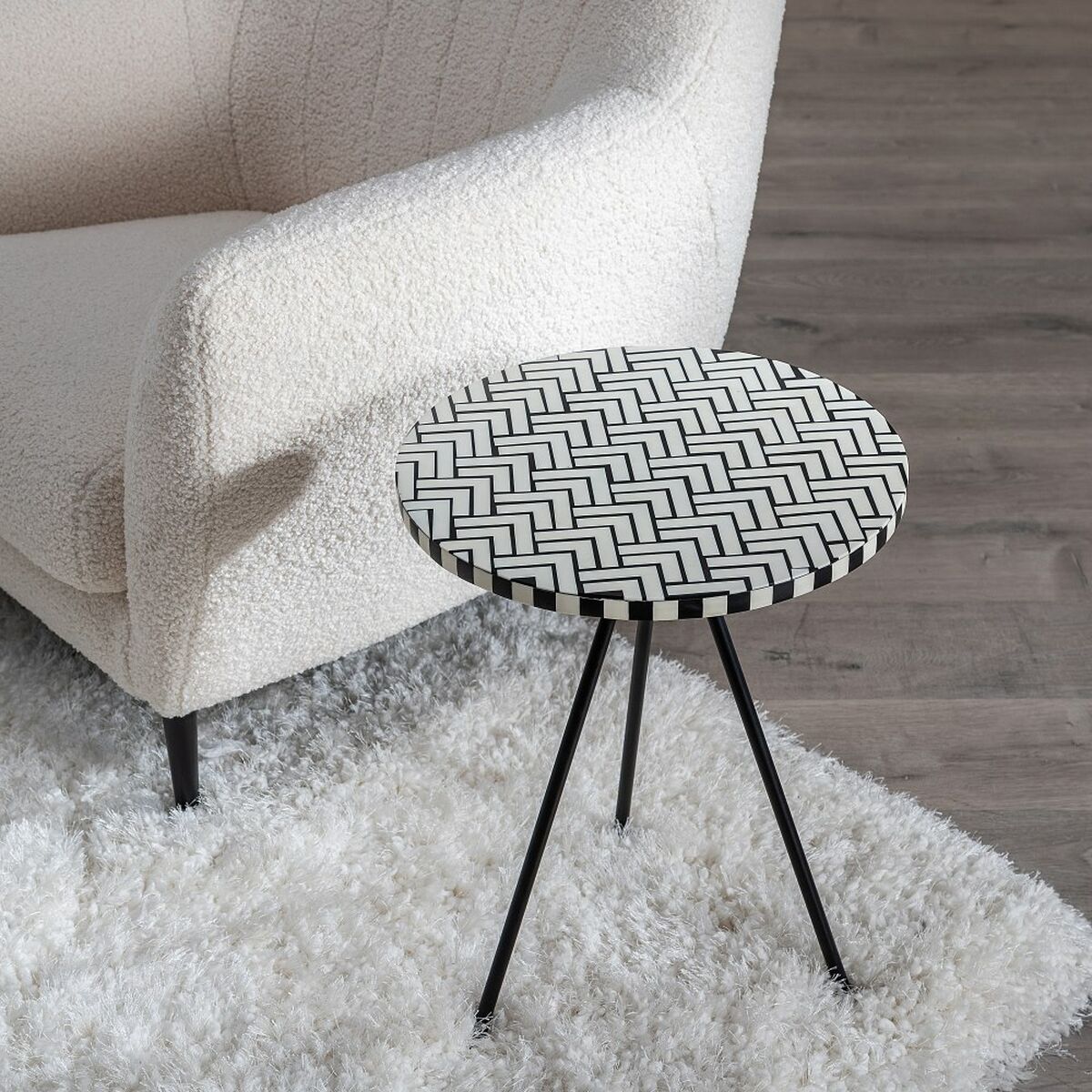Sidobord Vit Svart 38 x 38 x 50 cm - 8