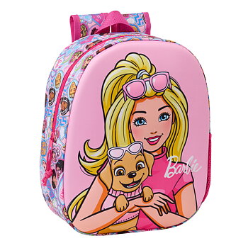 Barnryggsäck Barbie Rosa 27 x 33 x 10 cm 3D