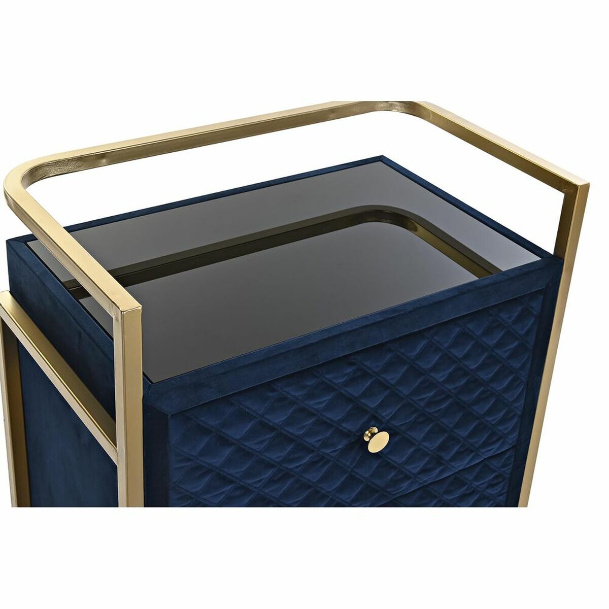 Nattduksbord DKD Home Decor 60 x 35 x 74 cm Glas Blå Gyllene - 2
