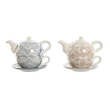 Tekanna Home ESPRIT Blå Vit Beige Ljusrosa Dolomite 750 ml (2 antal)