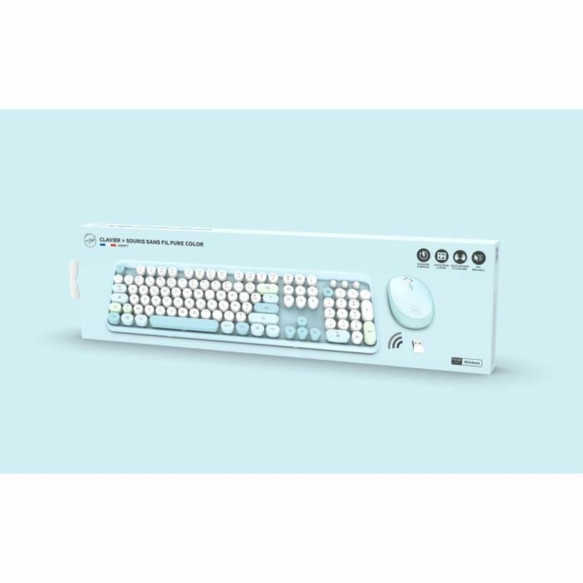 Tangentbord och Mus Mobility Lab Pure Color Blå Azerty Franska - 3