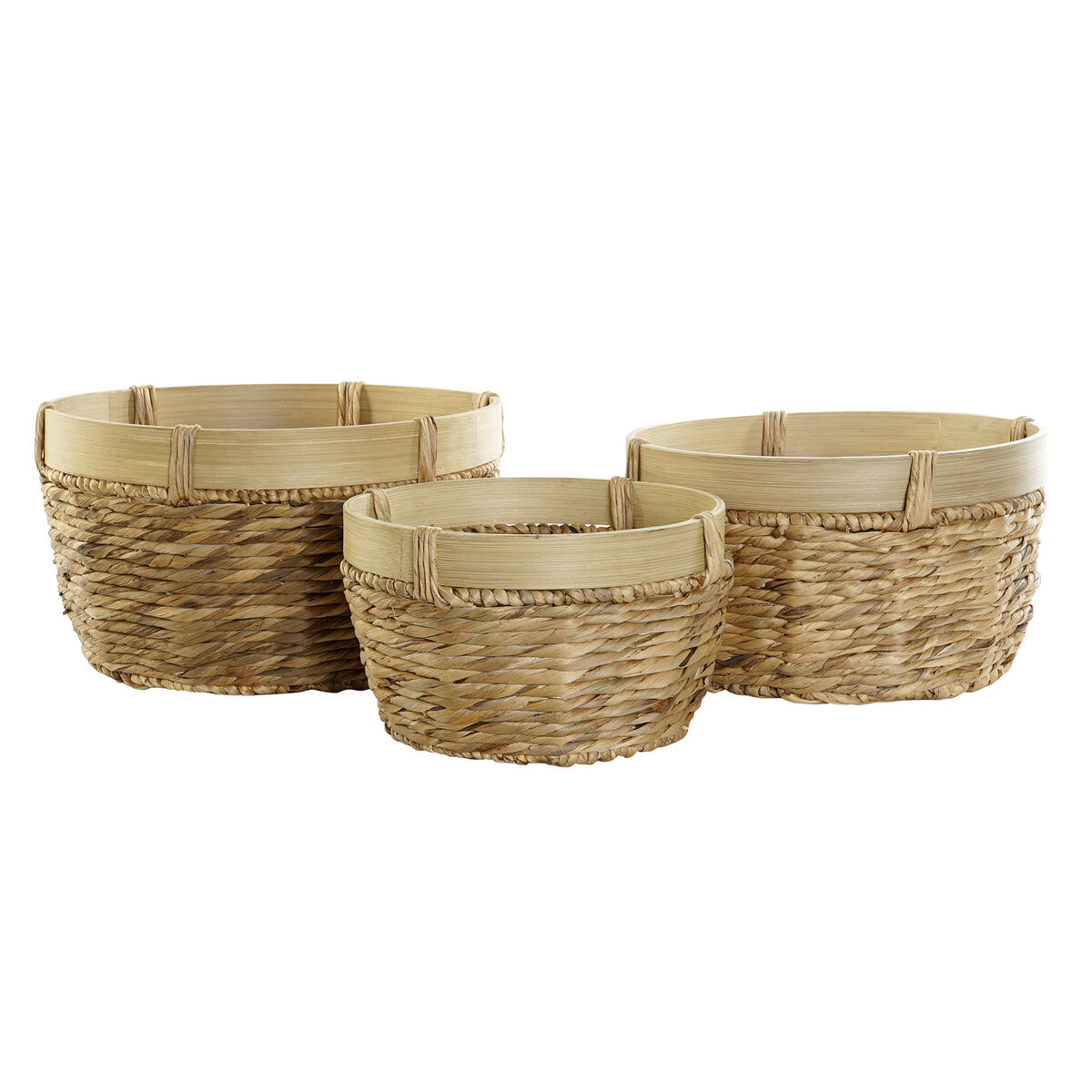 Korg - set DKD Home Decor Brun Naturell Bambu Rusar Tropiskt 40 x 40 x 23 cm 3 Delar - 2