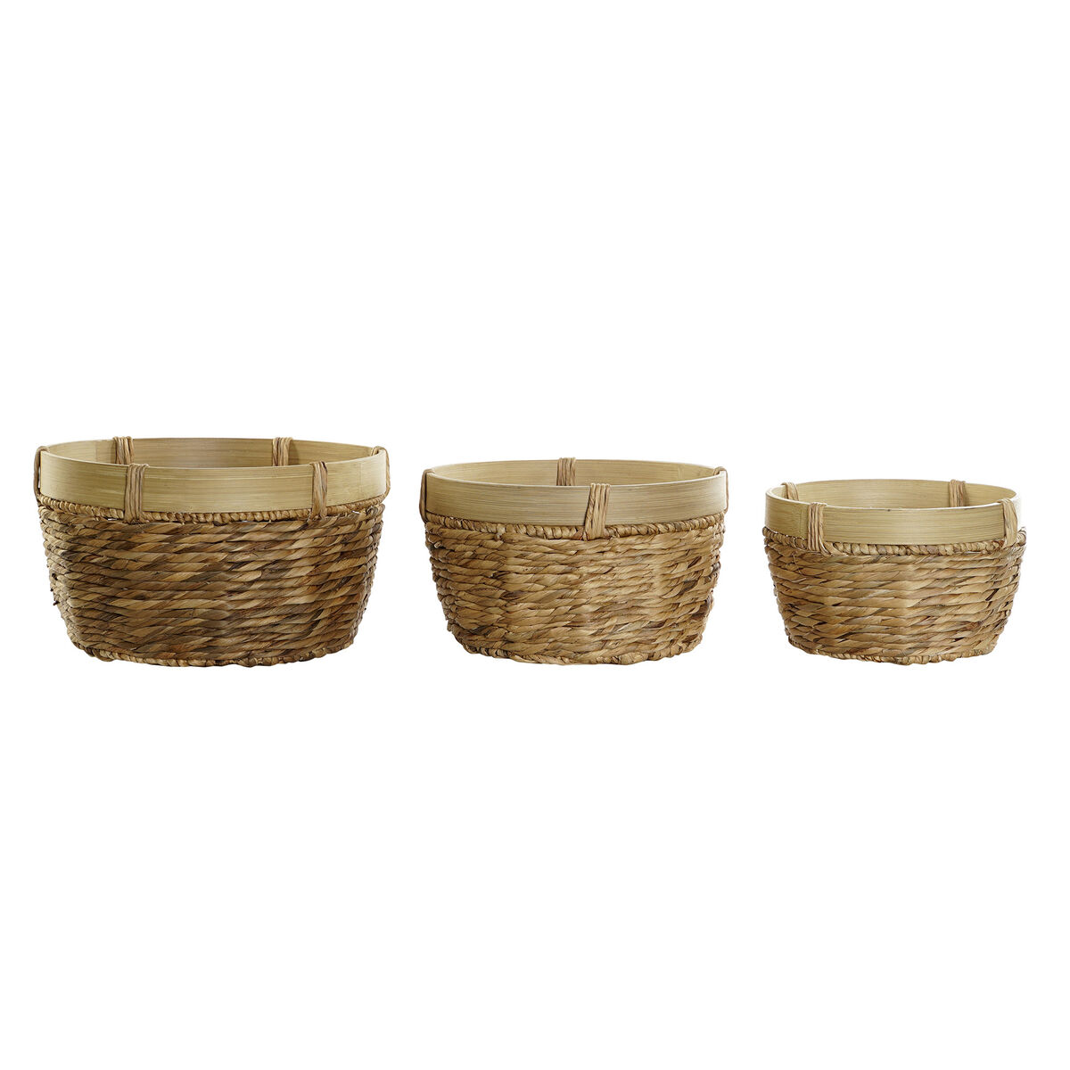 Korg - set DKD Home Decor Brun Naturell Bambu Rusar Tropiskt 40 x 40 x 23 cm 3 Delar