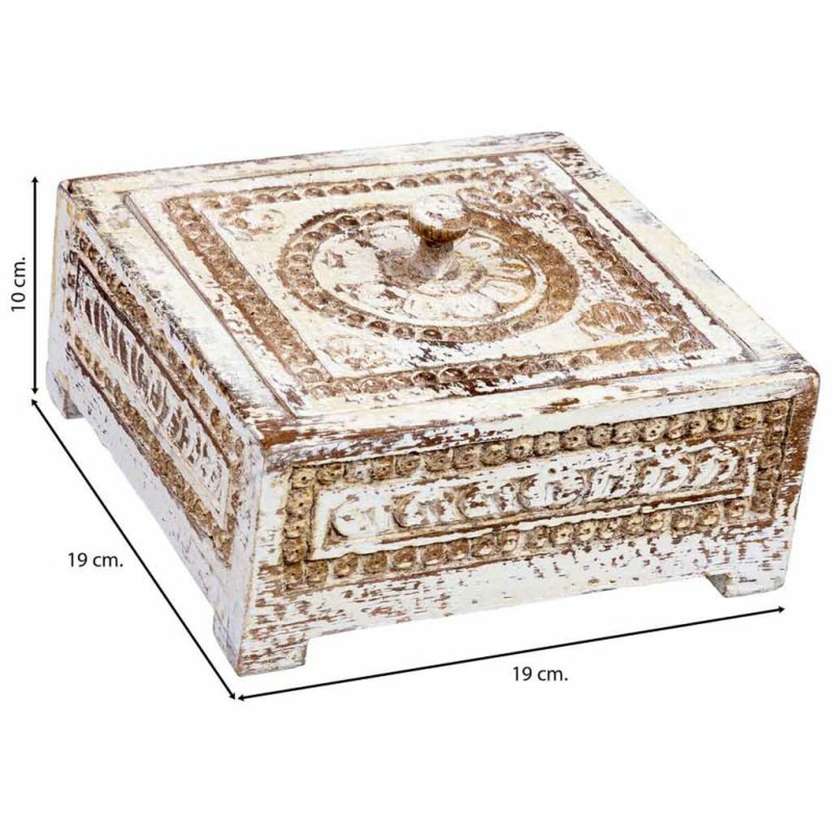 Smyckeskrin Alexandra House Living Vit Grå Mangoträ 19 x 10 x 19 cm - 4