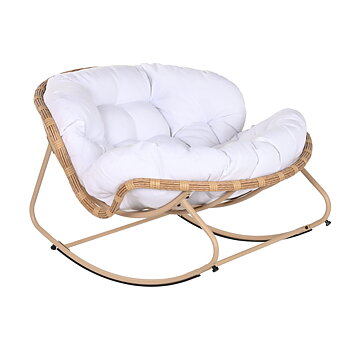 Gungstol Home ESPRIT Vit Brun Stål 108 x 108 x 80 cm